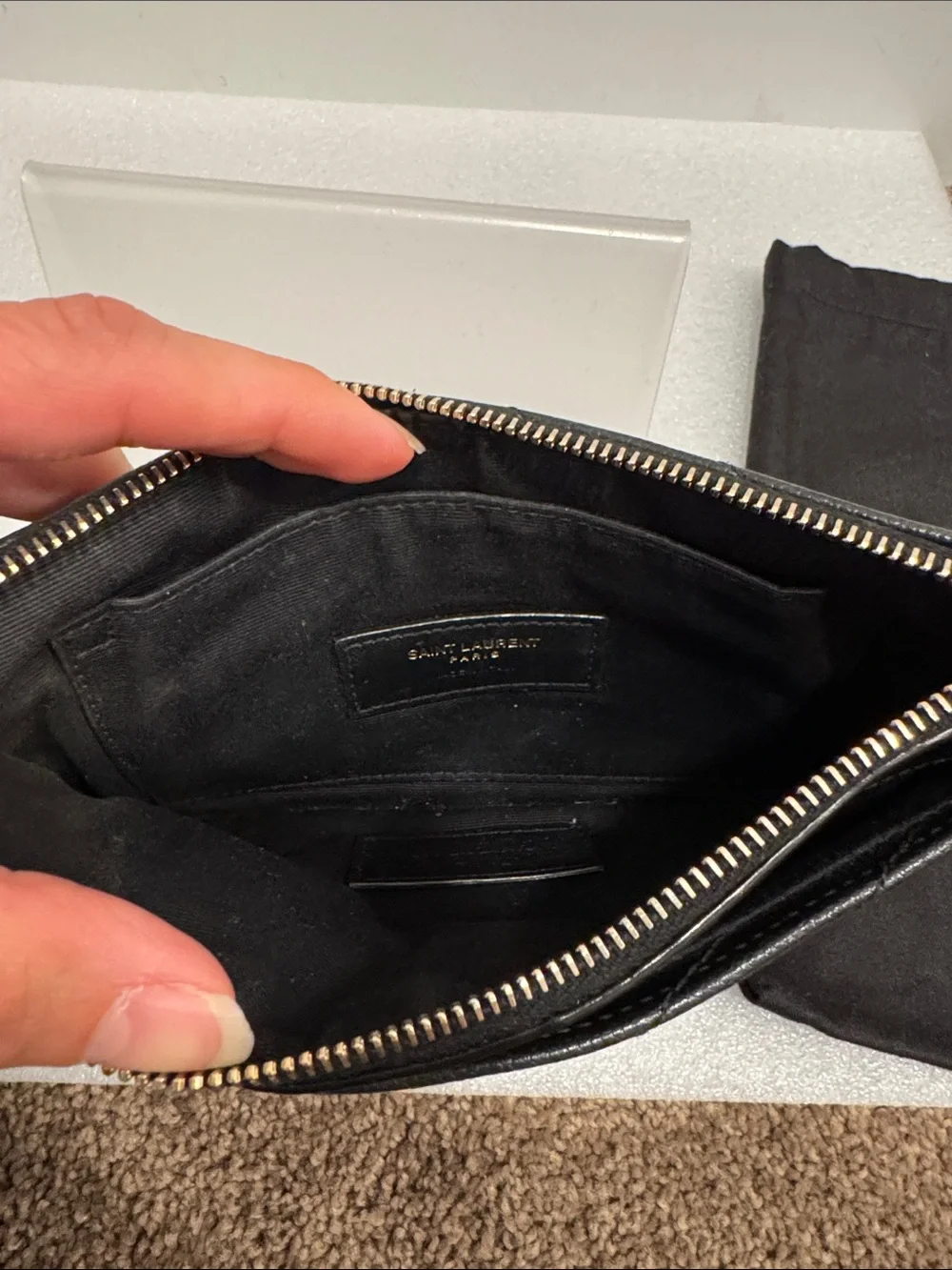 YSL yves saint laurent black monogram quilted wallet clutch with box dustbag - Picture 8 of 10
